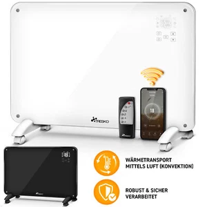 TRESKO® Elektroheizung Glaskonvektor Konvektor Wand Heizung Glas Heizkörper Bad - Bild 1 von 21