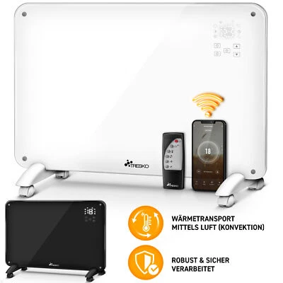 TRESKO® Elektroheizung Glaskonvektor Konvektor Wand Heizung Glas Heizkörper Bad - Bild 1 von 4