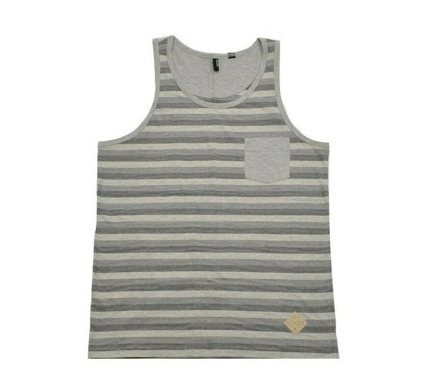 Nixon MONIKER TANK Black Heather Gray Striped Chest Pocket Men's Tank Top - Image 1 of 3