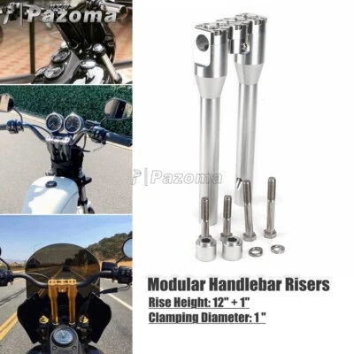 Elevadores de barra rectos estilo club de 12+1"" para barras de 1"" Harley Softail Dyna Low Rider Foto 1 de 4