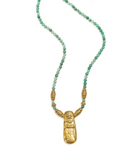 Collar con cuentas de Buda en tono dorado nuevo con etiqueta 18" precio de venta sugerido por el fabricante $68.00 - Imagen 1 de 3