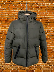 MENS CEDARWOOD STATE PRIMARK UK SMALL ARMY GREEN PADDED HOOD PUFFER JACKET COAT - Picture 1 of 5