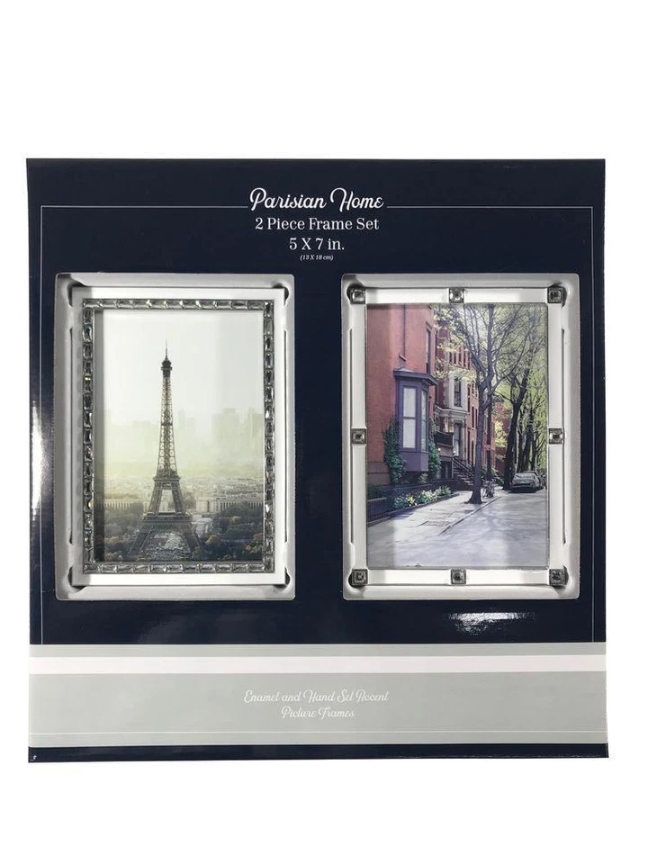 NIP Parisian Home 2 Piece Picture Frame Set 5 x 7 Enamel & Hand Set Accent - Image 1 of 1