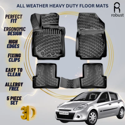 Tapetes de assoalho forros para Renault Clio 2005-2012 tapetes de carro 3D resistentes para todas as condições climáticas - Imagem 1 de 4
