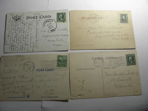 Ben Franklin /WASHINGTON ,1 Cent Stamp on 4 vintage Post CardS With 1906 -1945 - Picture 1 of 12