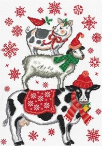 Holiday Farm Animals Imaginating Counted Cross Stitch kit by Ursula Michael - Picture 1 of 2