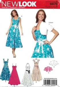 Prendisole New Look 6675 con scollo a cuore e giacca cropped taglia 8-18 NON TAGLIATO - Foto 1 di 4