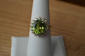 5.15ct Hebei Peridot / Diopside / Zircon Ring 14k YG over Sterling Silver Sz 7 - Picture 1 of 12
