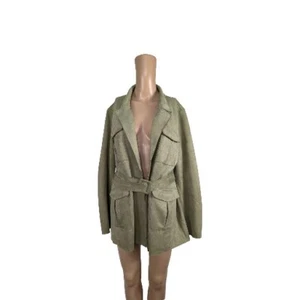 Solitaire Green Belted Faux Suede Open Jacket Size L - Picture 1 of 10