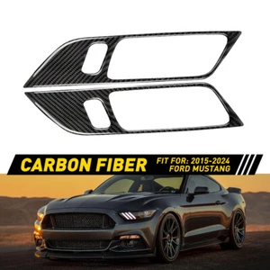 2pcs Carbon Fiber Interior Door Handle Trim Cover Fit for Ford Mustang 2015-2024 - Picture 1 of 10