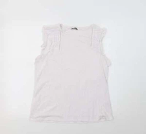 M&Co Womens White Cotton Blend Basic T-Shirt Size 10 Crew Neck - Picture 1 of 12