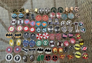 NOVELTY SUPERHERO CUFFLINKS - VARIOUS STYLES - NICE GIFT - FREE POUCH - Picture 1 of 83