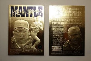 Tarjeta de oro de 23 quilates Mickey Mantle 1996 esculpida * Excelente de béisbol de todos los tiempos * Casi nuevo-como nueva y nueva - Imagen 1 de 1