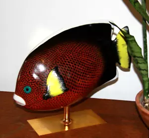 Rare 14" Mangani Italy Oggetti Porcelain Tropical Fish Sculpture Red Yellow - Picture 1 of 8