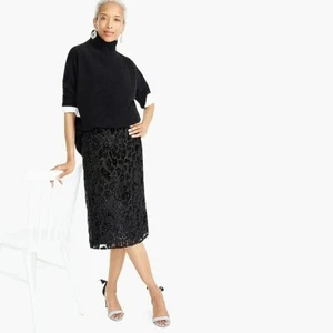 Falda Lápiz J.CREW Terciopelo Burnout Leopardo Slip Talla 6 Negra Nueva con Etiquetas $168 - Imagen 1 de 3