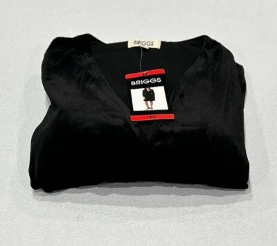 Vestido corto Briggs para mujer manga larga cuello en V, negro, talla M Foto 1 de 4