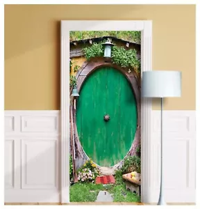 Pegatina mural puerta casa Hobbit, cubierta laminada, envoltura, calcomanía, pelar y pegar - Imagen 1 de 15