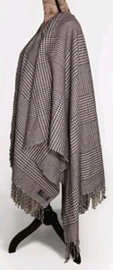 D&Y - "Softer than Cashmere" Brown & White Houndstooth Shawl Wrap - One Size - Picture 1 of 5