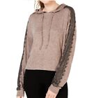 Ultra Flirt Womens Size L Rose Dust Marbled Long Sleeve Lace Trim Hoodie New