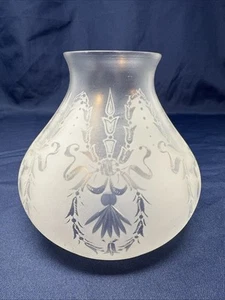 Antique Astral Argand Oil Lamp Shade Acid Etched & Cut Glass 3 1/2” Fitter Size - Picture 1 of 20