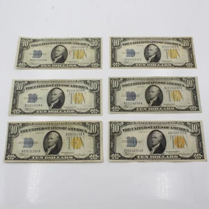 1934 $10 North African Emergency Silver Certificate US Currency Lot of 6 #C764-2 - Picture 1 of 8