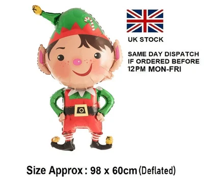 Large Naughty Elf Foil Balloon Merry Christmas Decoration Xmas Kids Balloons UK - Image 1 of 2