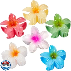 Blume Haarkrallenspangen für Frauen, 6er Pack Hawaii Blume Haarspangen, Plumeria - Bild 1 von 5