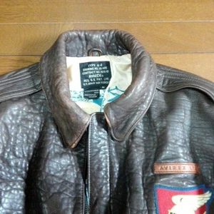 Avirex Authentic Military Jacket Type A-2 Men's Size M Leather Brown Vintage - Picture 1 of 7