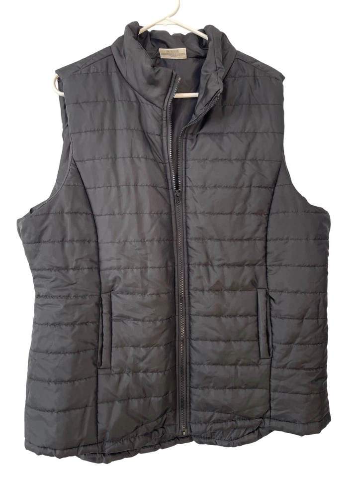 Bobbie Brooks Puffer 背心大码 3X 拉链前黑色聚酯纤维户外活动 — 第 1/4 张图片