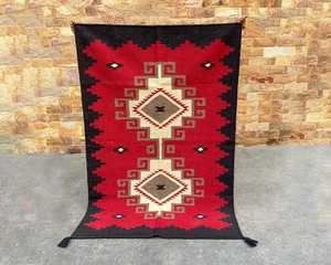 Red Navajo Wool Kilim Rug Native American style Southwestern Large area Rug 8×10 - Picture 1 of 6