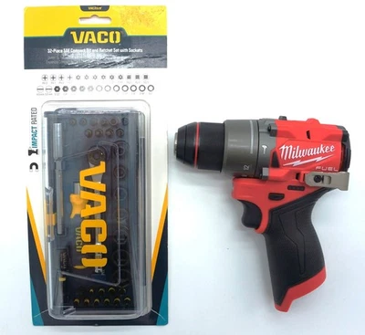 Milwaukee M12 FUEL Hammer Drill 3404-20 (Tool Only) + 32-Piece SAE Compact Bit - Image 1 of 4