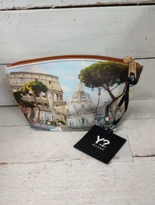 YNOT? Milano Kosmetiktasche Rom Print Reisetasche Schminkkoffer Lederbesatz Neu mit Etikett.  - Bild 1 von 10