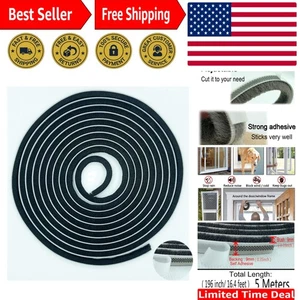Mehrzweck Schwarz Wetterschutz Dichtungsstreifen - 16,5 Fuß für Türen & Fenster - Bild 1 von 9