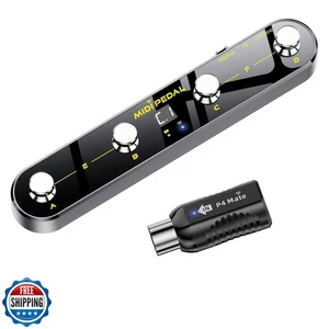 Wireless MIDI Foot Controller Pedal with Mate MIDI Receiver, 4 Customizable F - Picture 1 of 5