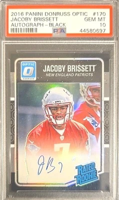 2016 DONRUSS OPTIC JACOBY BRISSETT BLACK RATED ROOKIE /25 AUTO PSA 10 POP 1 - Image 1 of 4