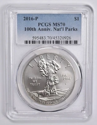 MS70 2016-P 100th National Park Commemorative Dollar PCGS Blue Label *2812 - Image 1 of 4