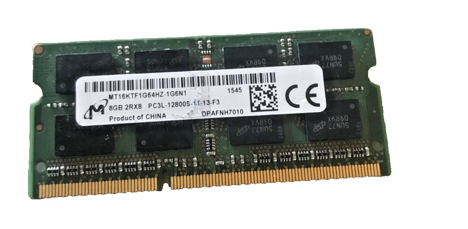 Micron 8GB 2Rx8 PC3L-12800S DDR3 Laptop Memoria Ram MT16KTF1G64HZ-1G6N1 Foto 1 de 1