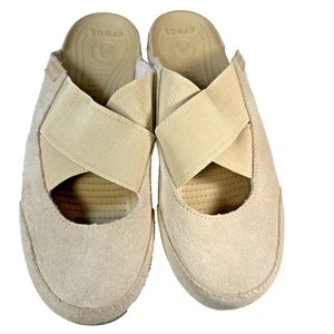 Crocs Suede Slip On Tan size 9 women’s - Picture 1 of 9