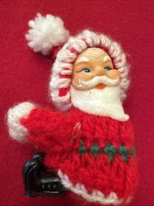 Vintage Weihnachtsmann Pinch Hugger/Clip On Strick Weihnachtsschmuck 3" - Bild 1 von 5