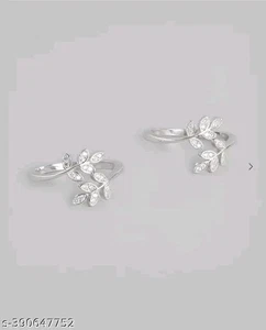Designer Blatt Silber Kundan Fuß Ring schöner Zehenring cz Statement Schmuck - Bild 1 von 3
