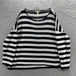 Eileen Fisher Top Womens XL Black White Striped Long Sleeve Linen Blouse Top - Picture 1 of 10