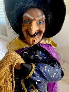 Spectacular Rare 46”Standing Witch Adorned In Fabric Finery A Vintage heirloom - Picture 1 of 19