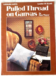 Pulled Thread on Canvas Needlepoint Designs Vintage Leisure Arts Leaflet 1976 - Picture 1 of 3
