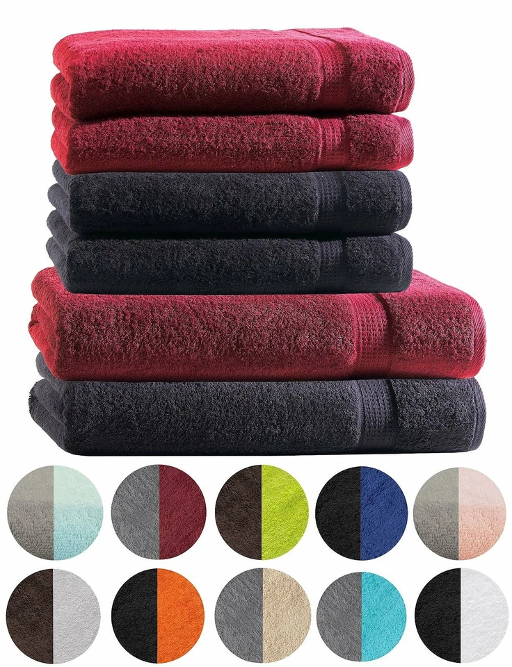 Handtuch Set 6tlg. 4 Handtücher 2 Duschtücher Duschtuch Baumwolle 2 Farben Mix - Bild 1 von 1