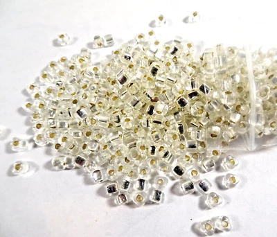 100 Miyuki Clear Silver Lined Glass TRIANGLE BEADS - Image 1 of 2