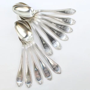 Set of 11 Tiffany & Co. Bead Pattern 6 in. Coin Silver Teaspoons - SL - Picture 1 of 7