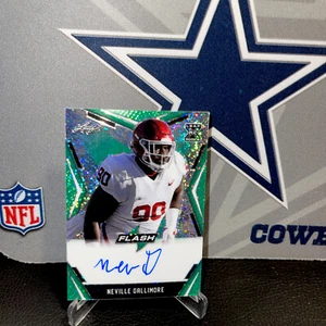 NEVILLE GALLIMORE AUTO RC!🔥2020 LEAF FLASH GREEN SPARKLE!💎#20!📈📈COWBOYS - Picture 1 of 3