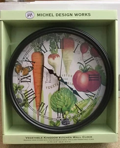 Michel Design Works “Vegetable Kingdom“ Metal Glass Kitchen Wall Clock New NIB - Picture 1 of 4