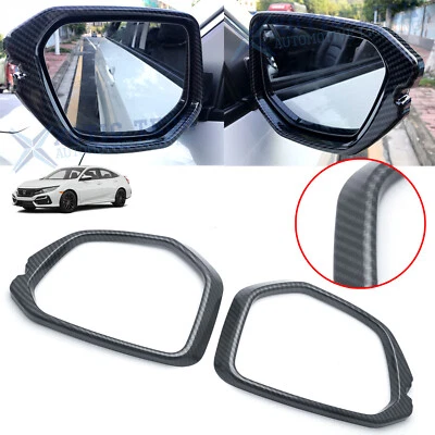 Rearview Side Mirror Rain Visor Cover Trim Fit for Honda Civic 10th 2016-2019 - Image 1 of 4