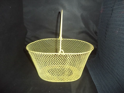 Oval Yellow Wire Egg Gathering or Easter Basket w/Handle,Light Weight  9.5" x 5" Cover
